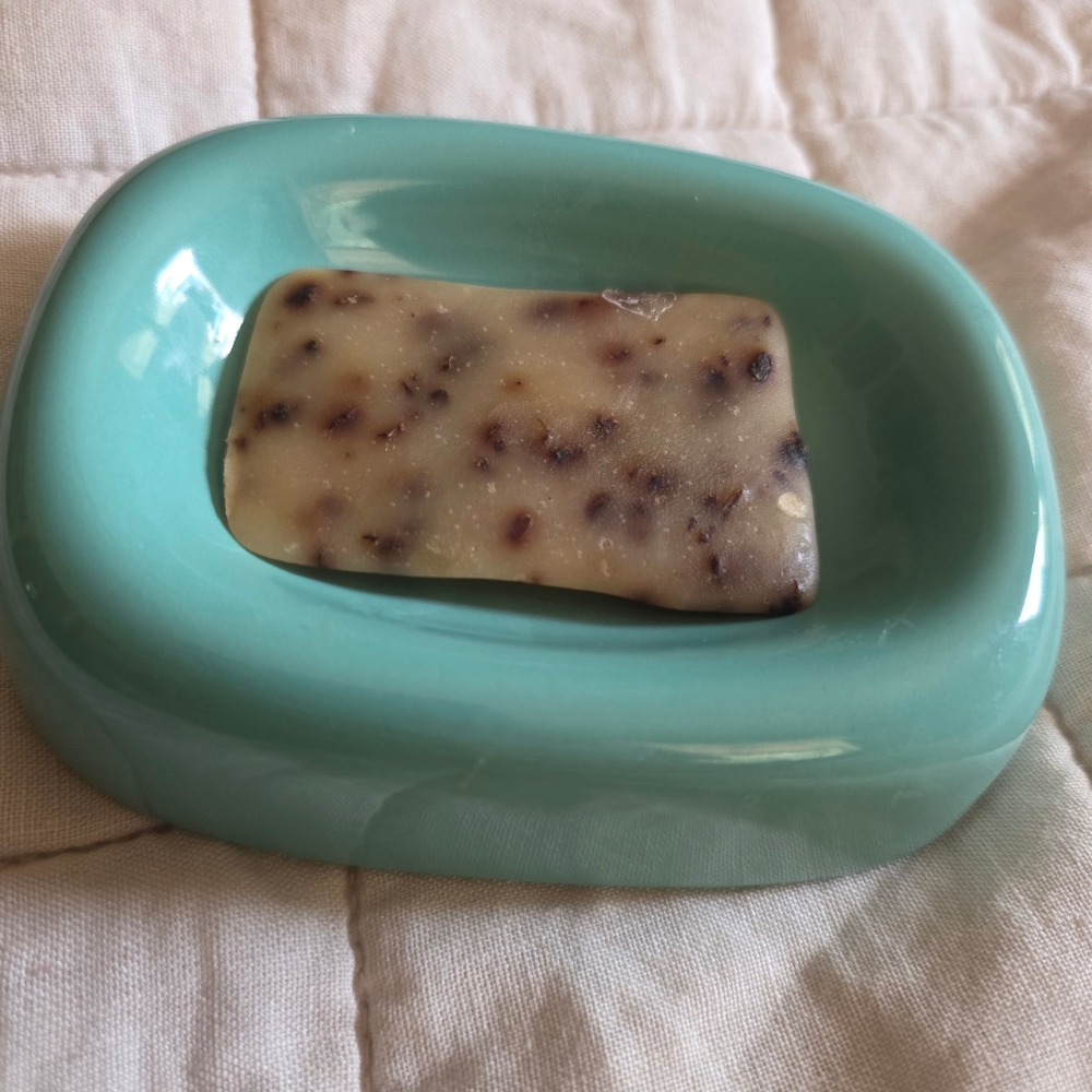 Vintage Ceramic Soap Dish Japan Teal Turquoise Mid Century Modern Retro